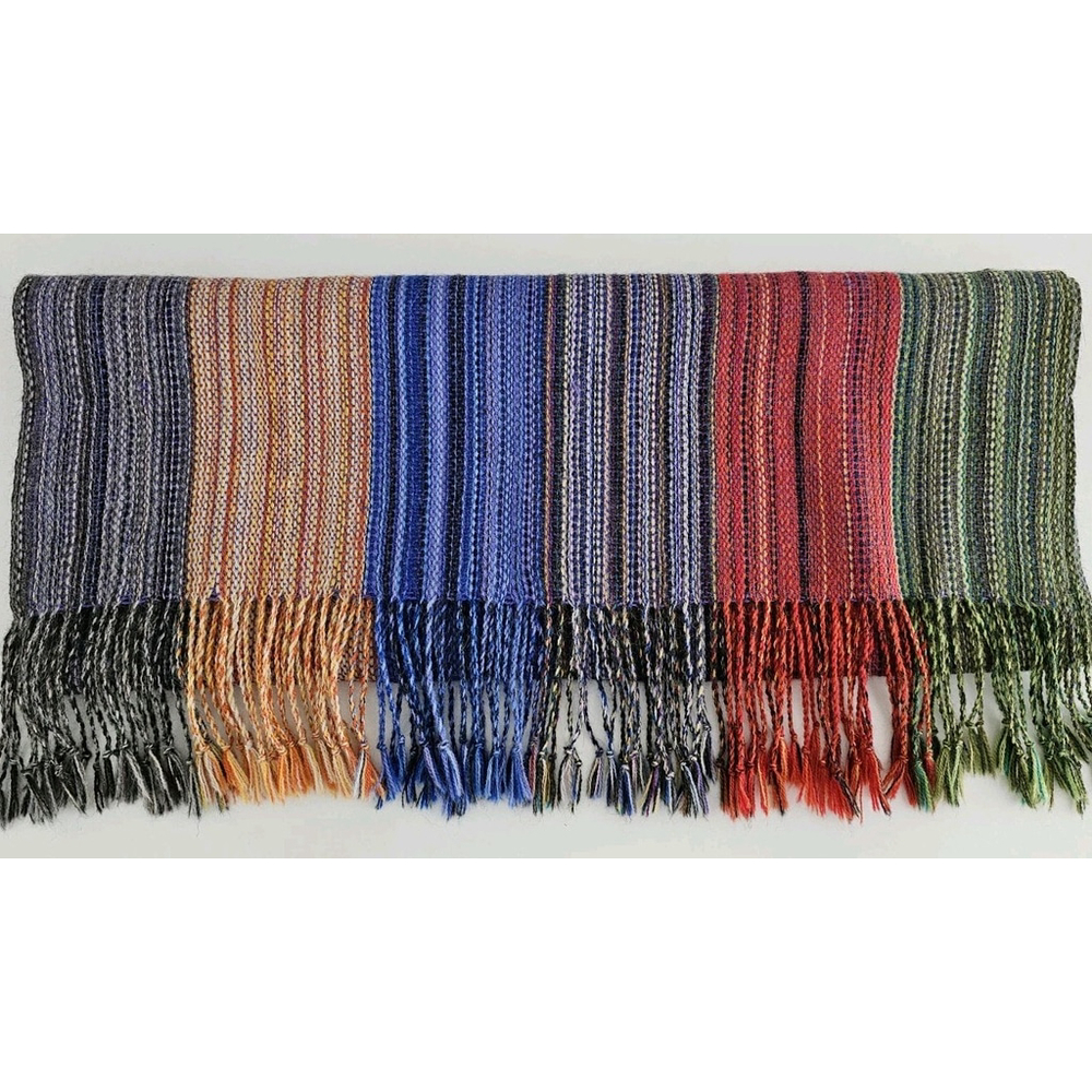 Tiahuanacu Brand 100% Alpaca Scarf Handmade in Bolivia Multicolor Tassels